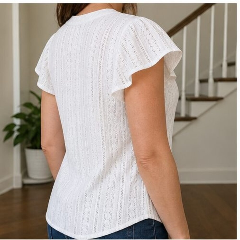 White Ruffle Blouse - Picture 3 of 6